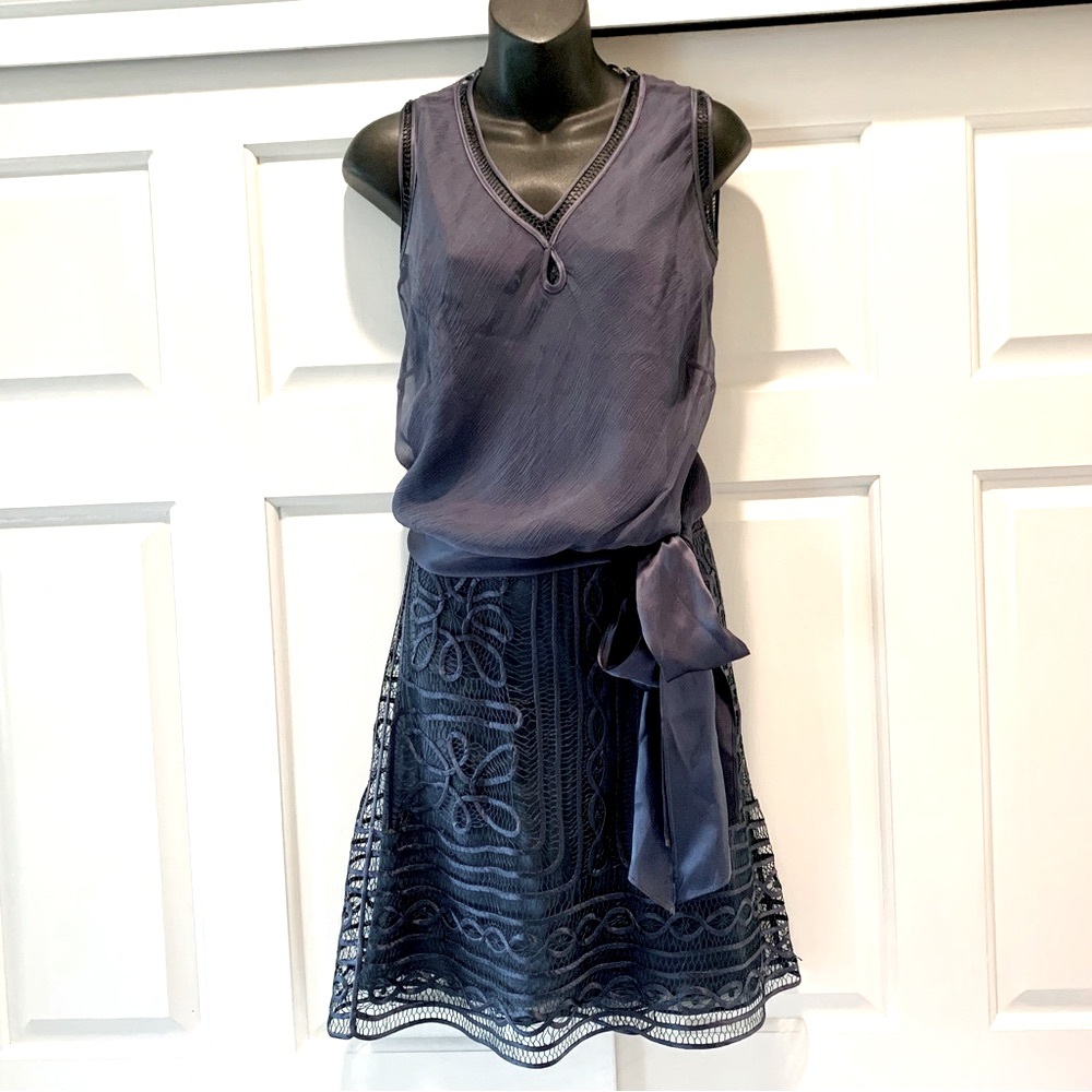 Elegant vintage “Slate” 1920s style Studio M Petite top / skirt, sz XSP